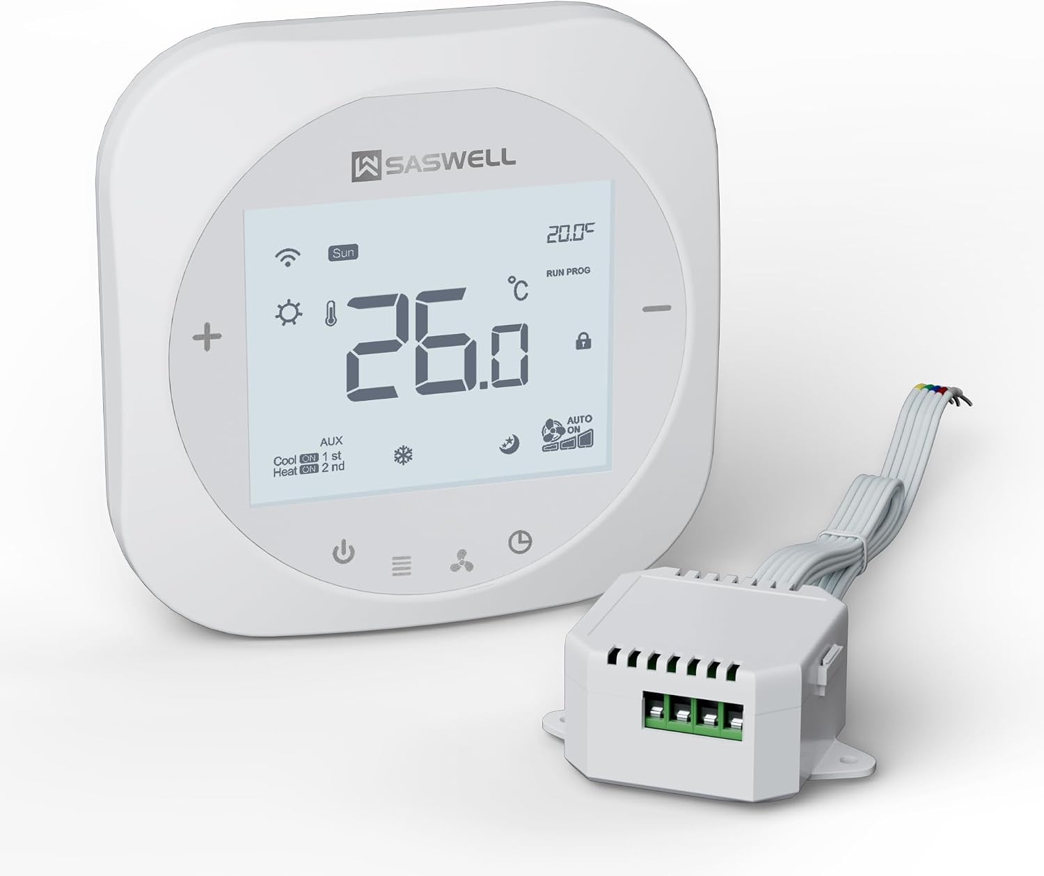 Smart WiFi Thermostat for Home, Programmable Thermostat with C-Wire Adapter, 3H/2C for Heat Pump & Conventional