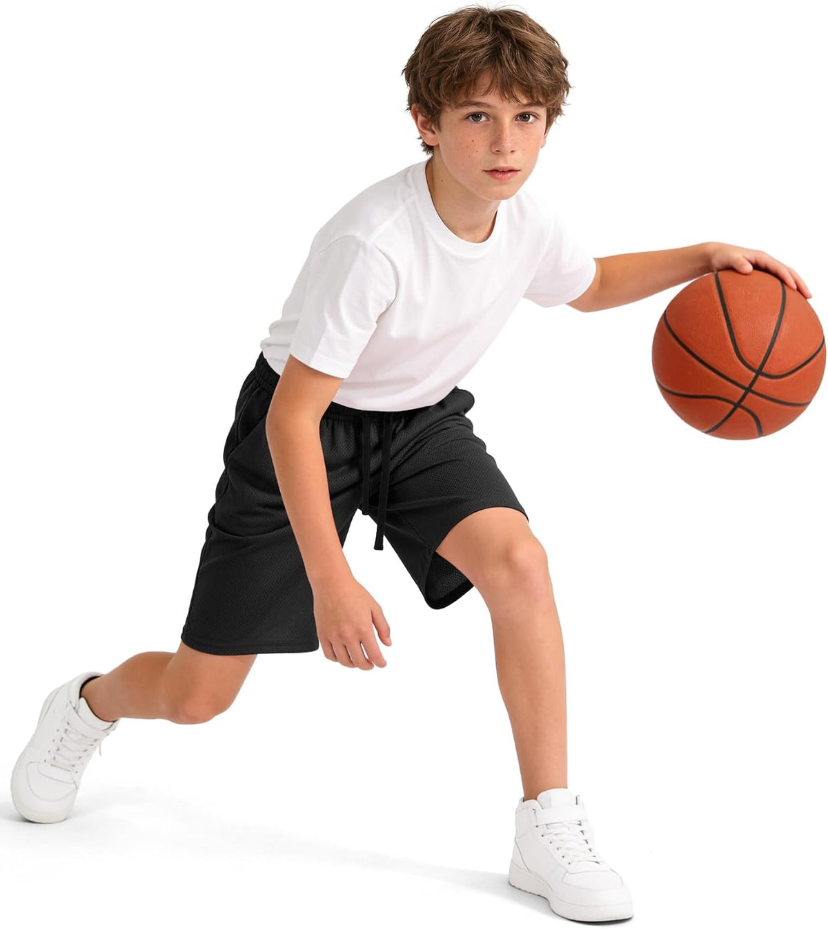 Boys Athletic Shorts 3 Pack Kids Quick Dry Mesh Short with Pockets