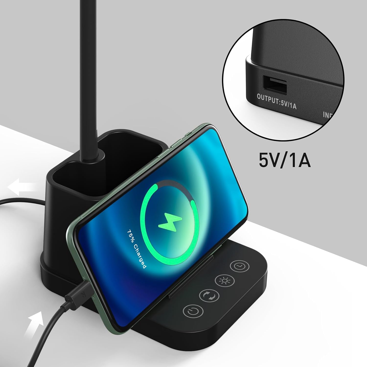 LED Desk Lamp with USB Charging Port for College Dorm Room