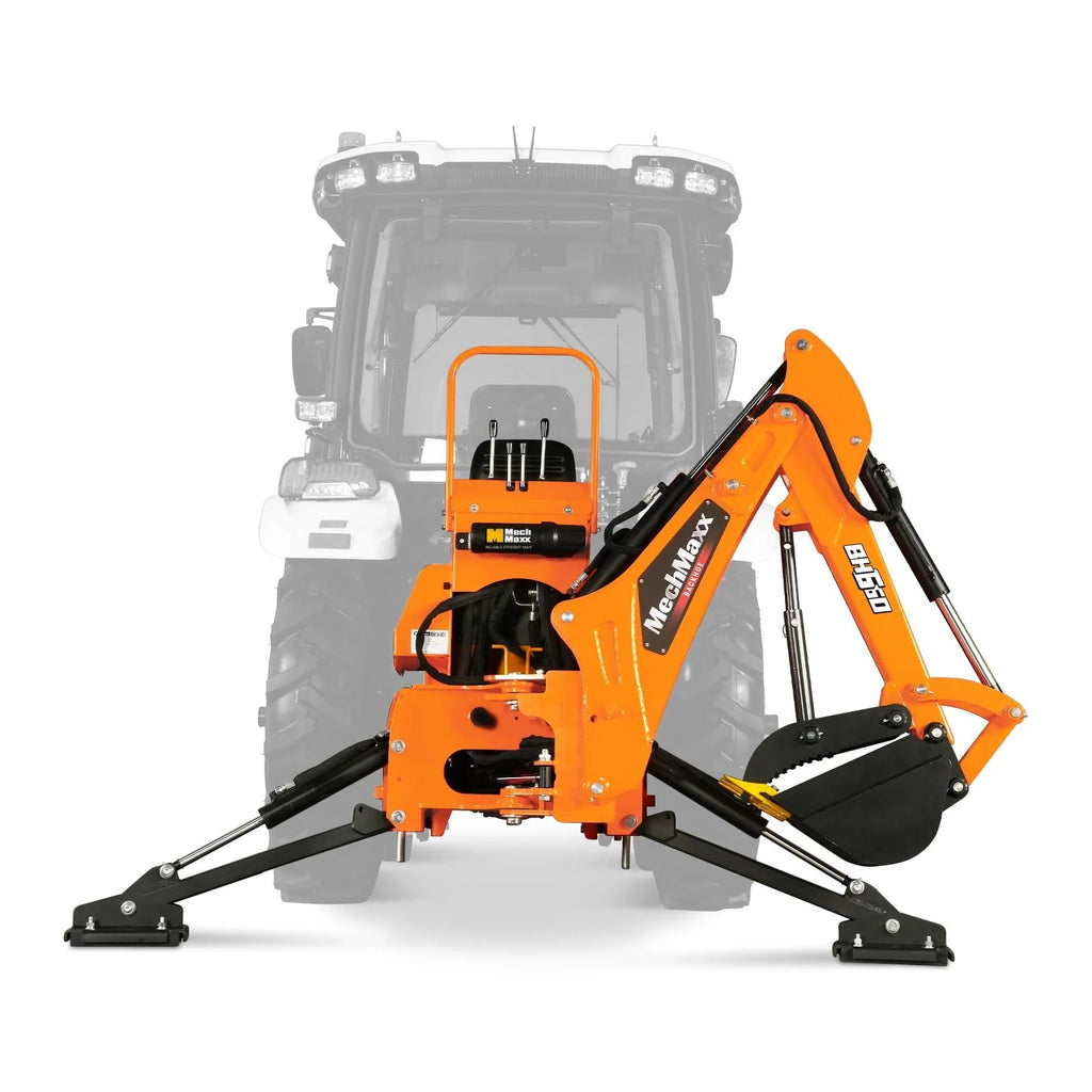 7' Tractor Backhoe Attachment with Mechanical Thumb, 12" Bucket, ISO/SAE Switchable Controls, Self-Contained