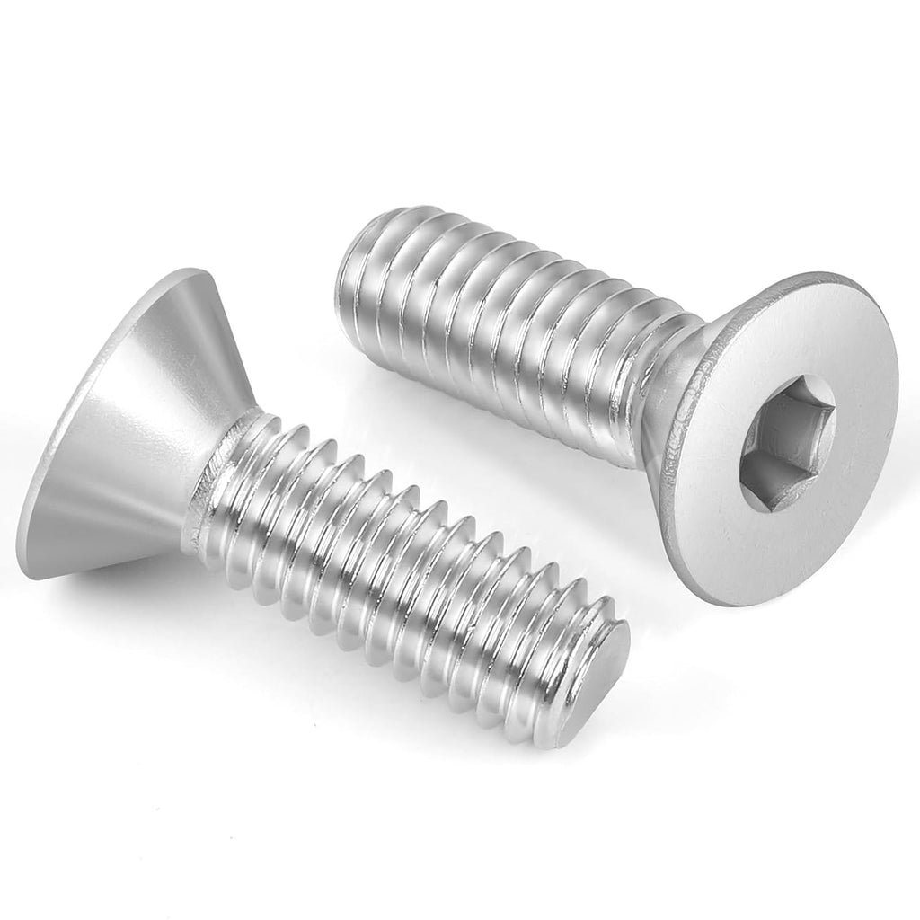 100 PCS M5 x 16mm Flat Head Socket Cap Screws Bolts, Countersunk Allen Bolts, Stainless Steel 304, Full Thread, Bright Finish, Screwdriver Included