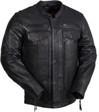 Mens Motorcycle Leather Riding Jacket | Leather Motorcycle Biker Jacket Men (XL)