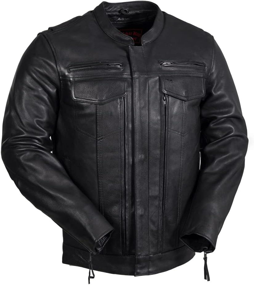 Mens Motorcycle Leather Riding Jacket | Leather Motorcycle Biker Jacket Men (XL)