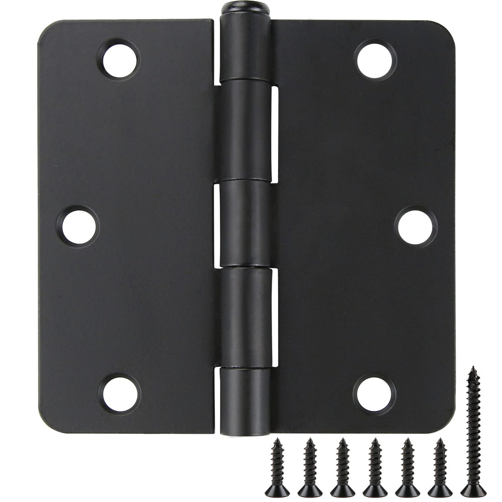 Matte Black Door Hinges 3.5 inch with 1/4" Radius Corners 30 Pack