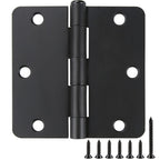 Matte Black Door Hinges 3.5 inch with 1/4" Radius Corners 30 Pack