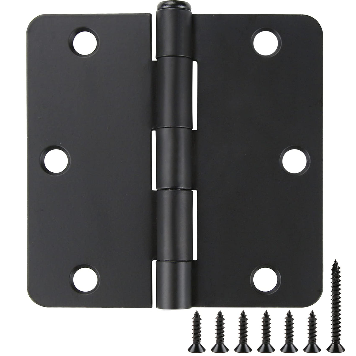 Matte Black Door Hinges 3.5 inch with 1/4" Radius Corners 30 Pack