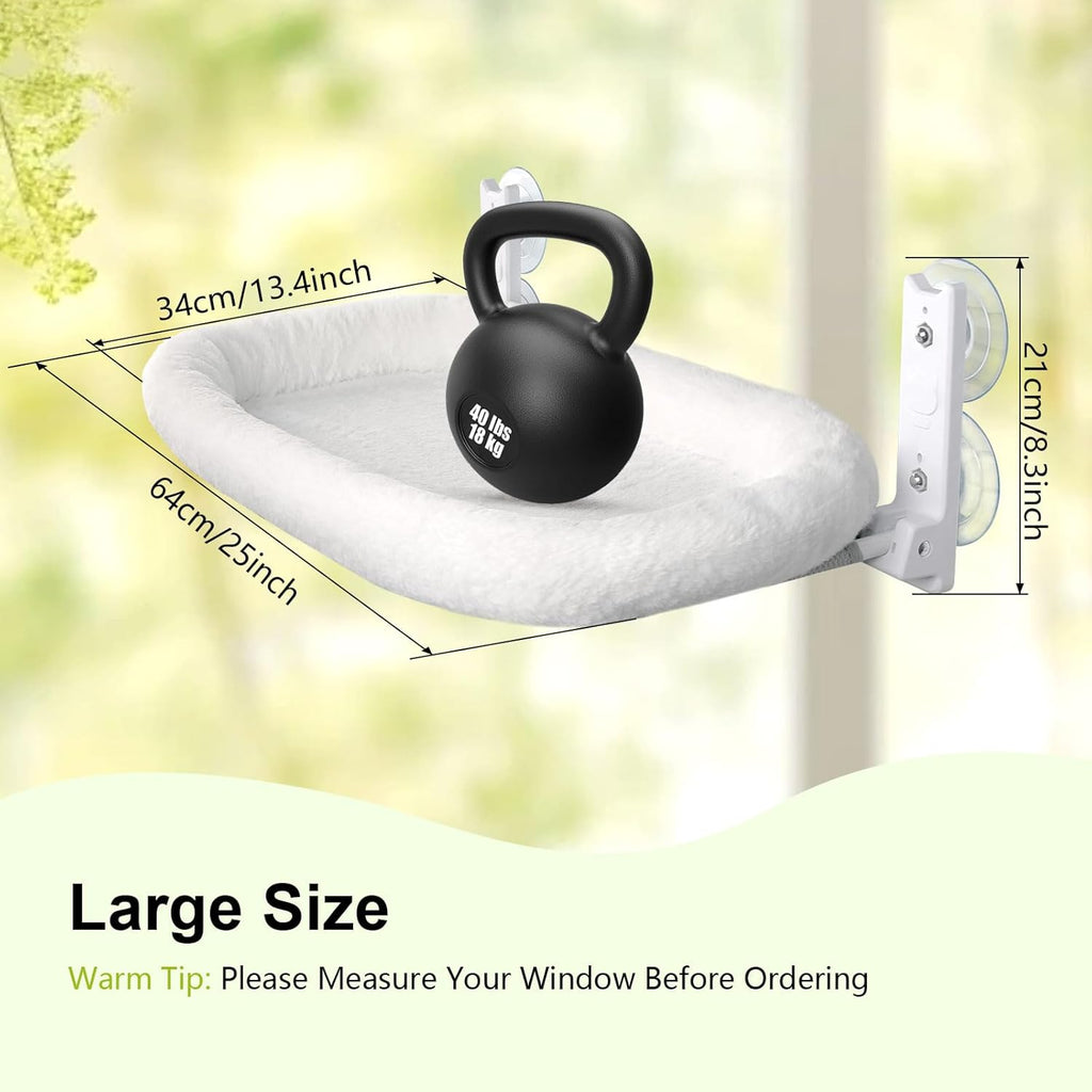 Cat Window Perch, Cordless Cat Hammock, Foldable Cats Window Bed for Large Cats with 4 Strong Suction Cups, Solid