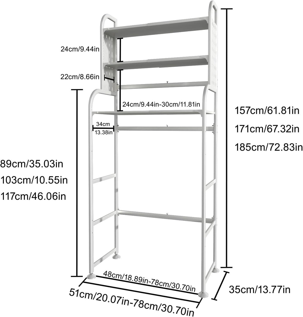 Adjustable Laundry Organizer Shelf over the Washer and Dryer Storage Shelf