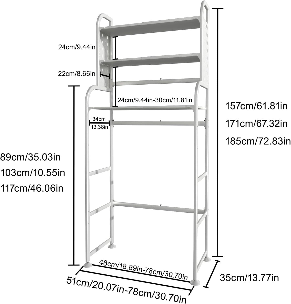 Adjustable Laundry Organizer Shelf over the Washer and Dryer Storage Shelf