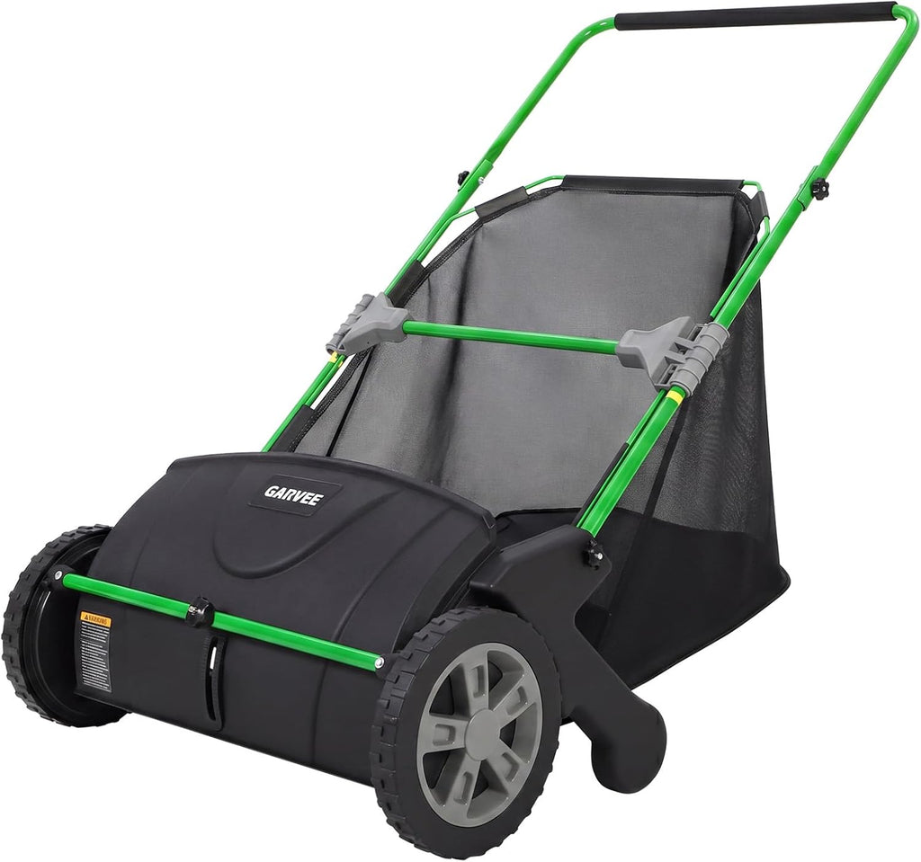 21-Inch Push Lawn Sweeper, Heavy Duty Manual Leaf & Grass Collector with 3.5 Cu. ft. Large Hopper Bag, Adjustable
