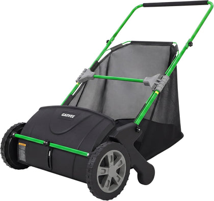 21-Inch Push Lawn Sweeper, Heavy Duty Manual Leaf & Grass Collector with 3.5 Cu. ft. Large Hopper Bag, Adjustable