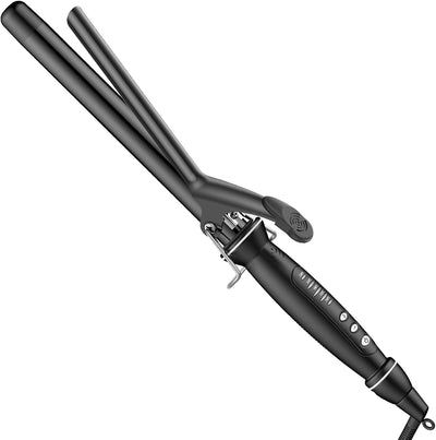 1 Inch (25mm) Extra Long Barrel Curling Iron for Long Hair, Ceramic Tourmaline Wand with Clamp, Fast Heating & Auto