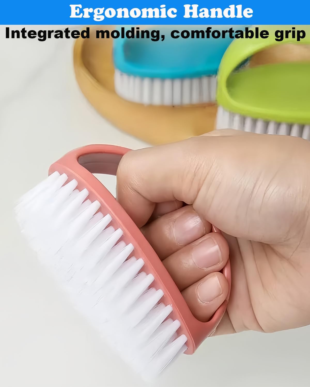 Small Scrub Brush for Cleaning - 4 Pack Scrubbing Brushes with Stiff Nylon Bristles Heavy Duty Cleaning Brush