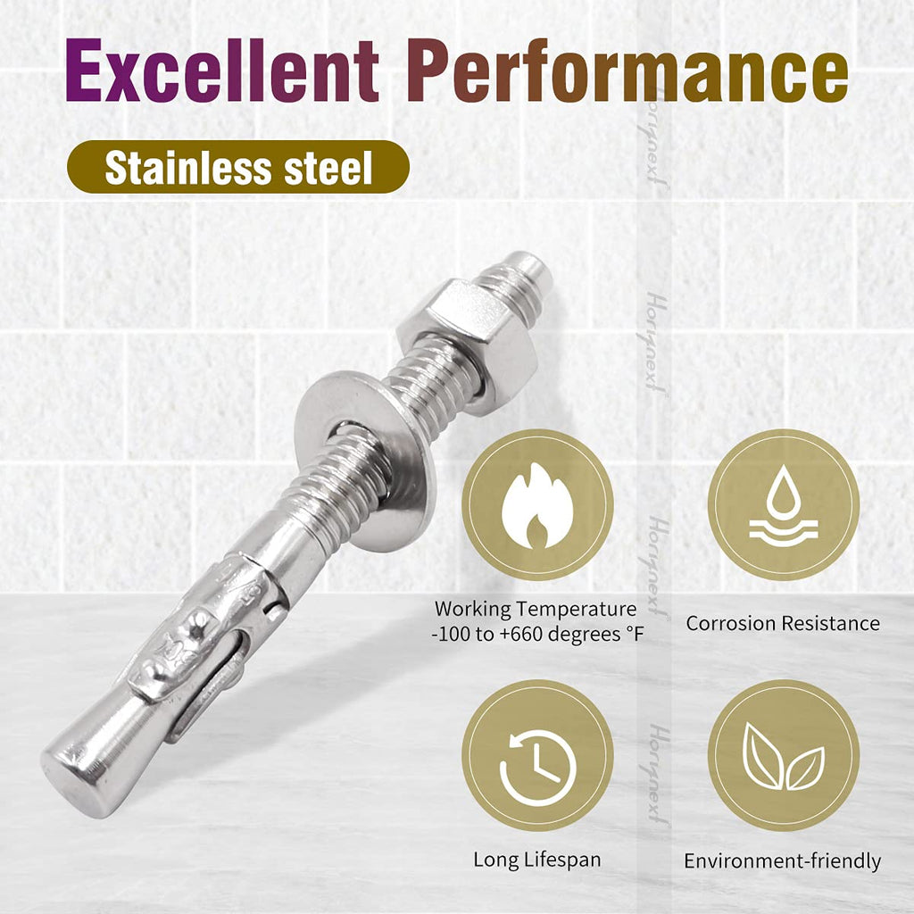 Concrete Anchors 5/16, Wedge Anchors for Concrete&Anchor Bolts | For mounting fence posts, railings,equipment bases