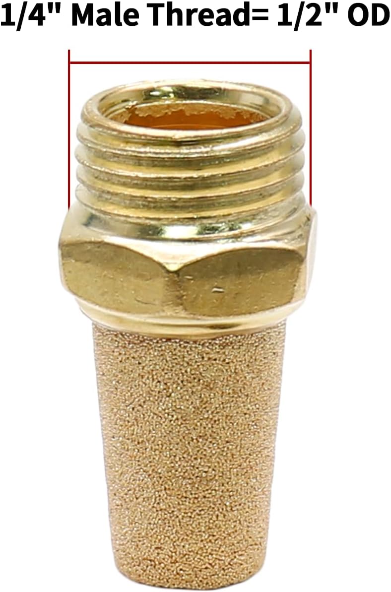 Zorfeter Pneumatic Brass Exhaust Muffler Filter, 1/4" NPT, 10pcs