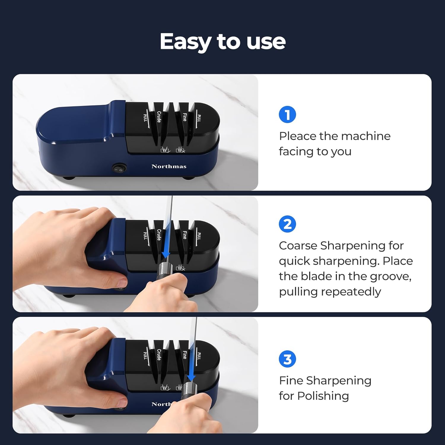 Knife Sharpener, Professional Electric Knife Sharpener for Home Use, 2 Stages for Quick Sharpening & Polishing