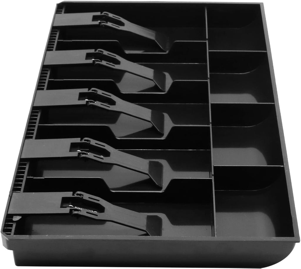Cash Register Drawer Insert Tray Organizer with 5 Bill/4 Coin Compartments for Money Storage, Black