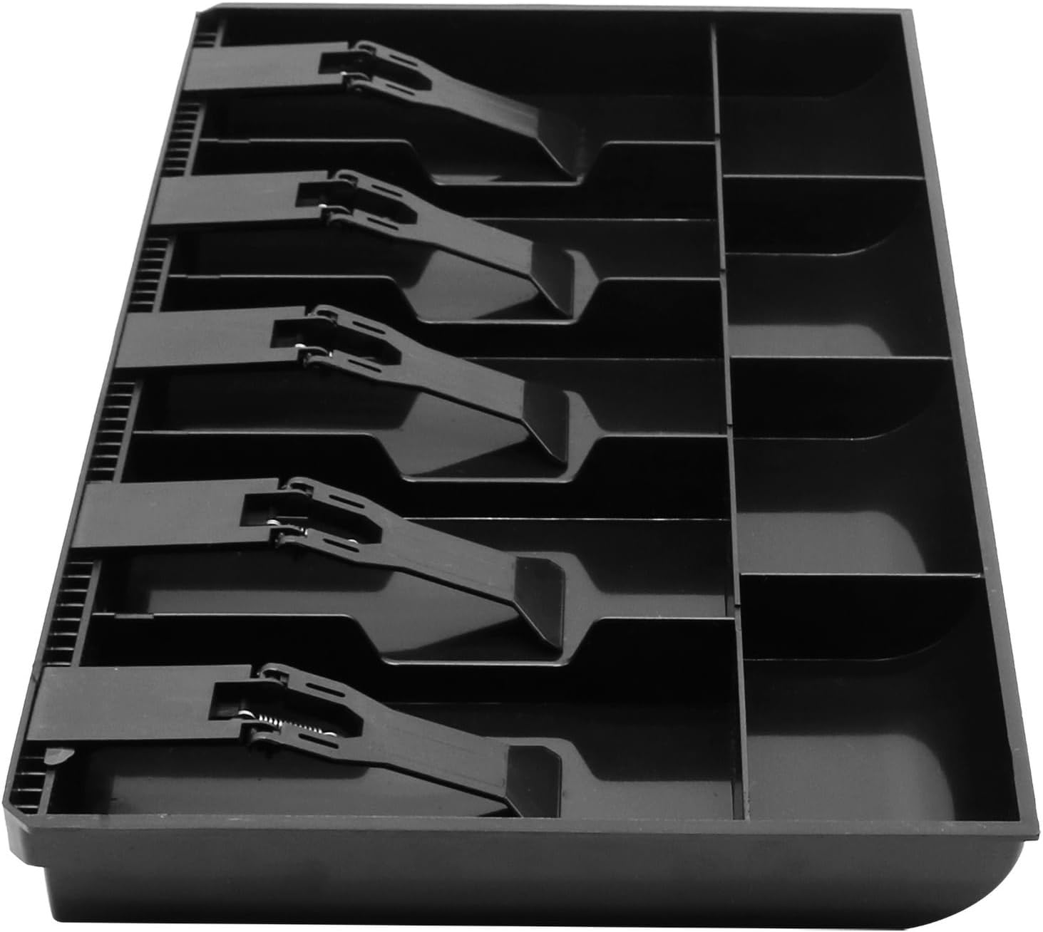 Cash Register Drawer Insert Tray Organizer with 5 Bill/4 Coin Compartments for Money Storage, Black