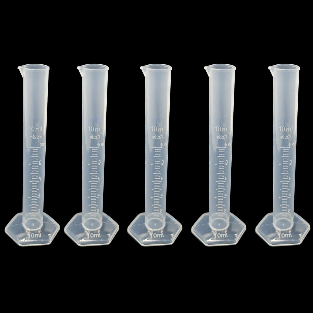 5PCS 10ml Measuring Cylinder, Plastic Transparent Graduated Cylinder, Science Test Tube Flask, 2-Sided Bule Measuring