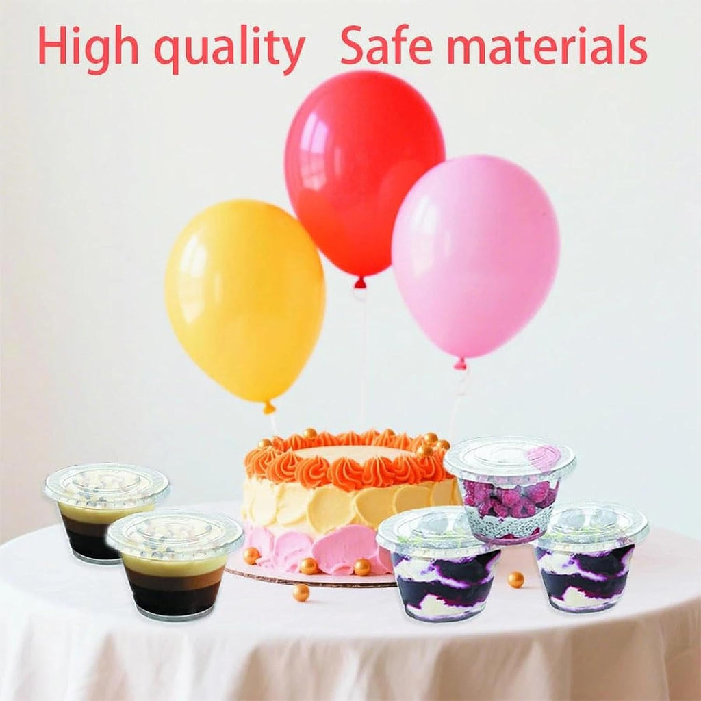 50 Sets 9 Oz Clear Disposable Plastic Portion Cups With Lids, Party, Picnic