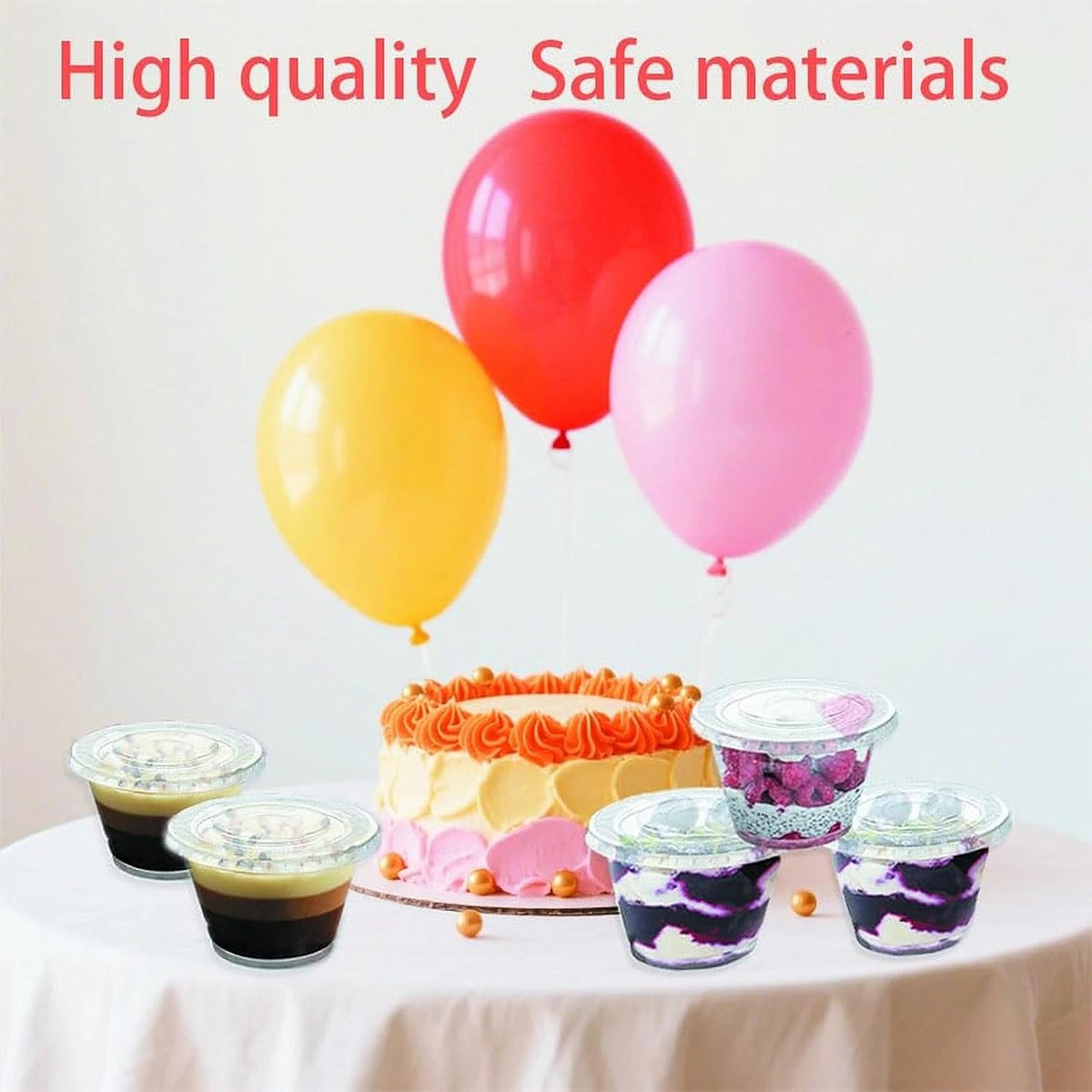 50 Sets 9 Oz Clear Disposable Plastic Portion Cups With Lids, Party, Picnic