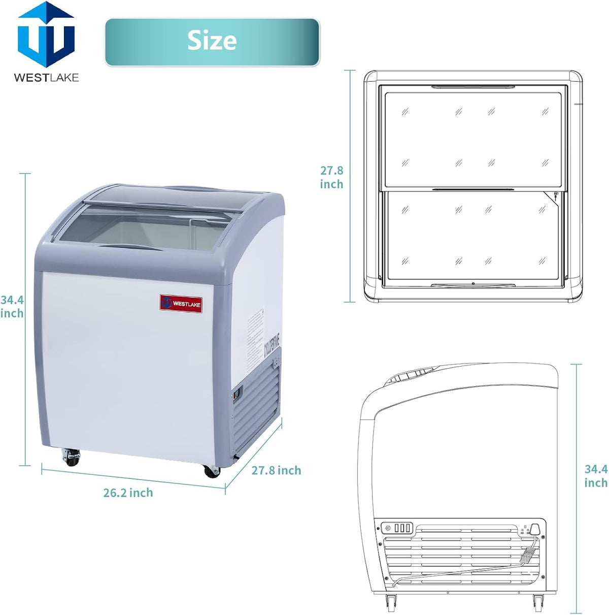 27"W Commercial Ice Cream Freezer, Display case NSF