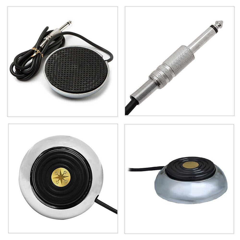 Tattoo Pedal Switch, BoChang Round Gem Pro Stainless Steel Tattoo Foot Pedal Switch 360 Degree Switch w/ 5 ft. Power