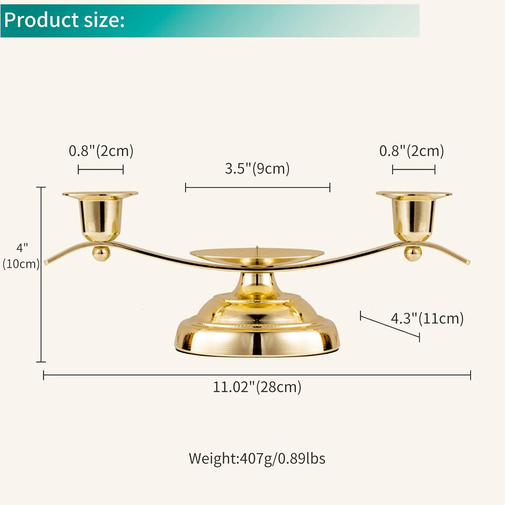 Gold Unity Candle Holder for Wedding and Gifts, ARCHOBAN 3-Candle Design Candle Holder with Stabilizing Pin and Side