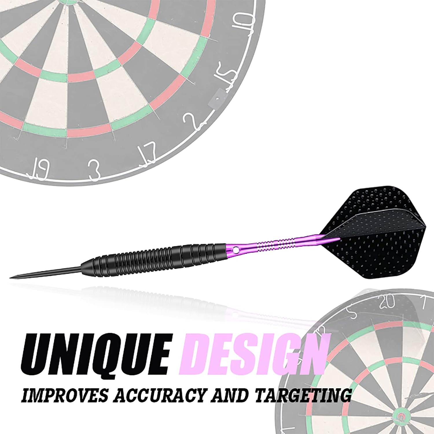 Darts Metal Tip Set - 3 Pack Professional 22 Grams Steel Tip Darts with Slim Case Black Purple Blue Aluminum Shafts 9