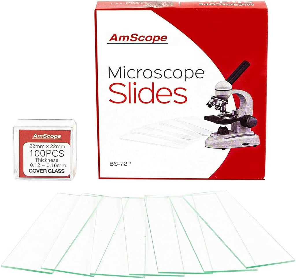 BS-72P-100S-22 Rectangular Blank Slides + Cover Slips 72/100 Count | 72 Pre-cleaned blank microscope slides 100 Piece