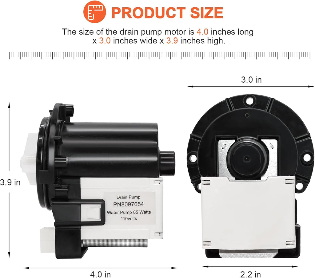 【2026 UPGRADED】DC31-00054A Washer Drain Pump Water Motor Assembly (85 Watts 110 Volts) by Beaquicy - Replacement for Ken-more Sam-sung Washing machine - Replaces DC31-00016A AP4202690 62902090