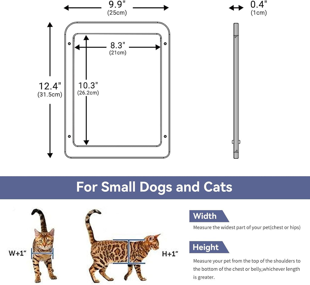 Cat Screen Door, Flap Opening 8.3 x 10.3 inches, Doggie Door for Screen Door, Window Cat Door Magnetic Self-Closing