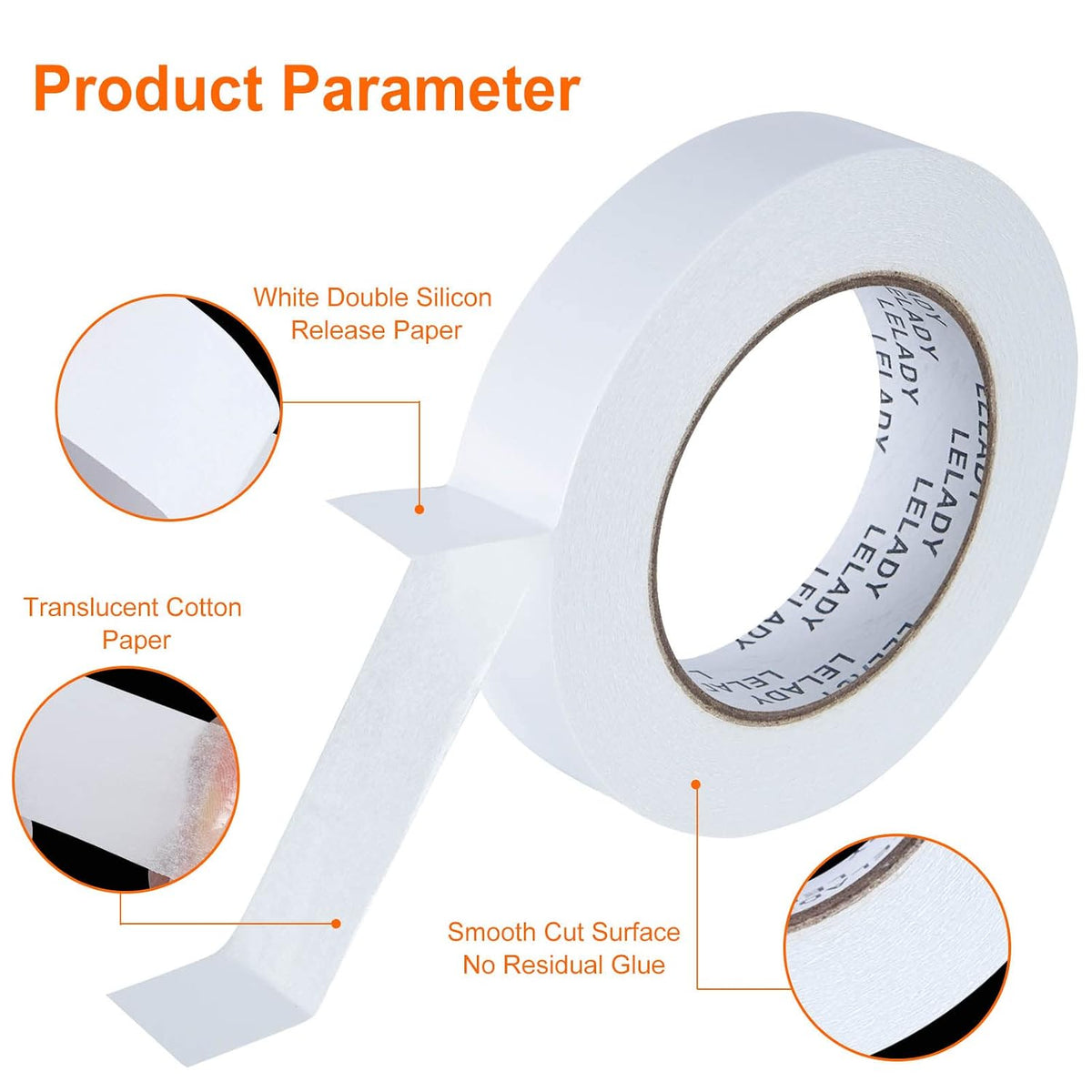 Double Sided Tape 1 Inch x 40 Yards- 2 Rolls