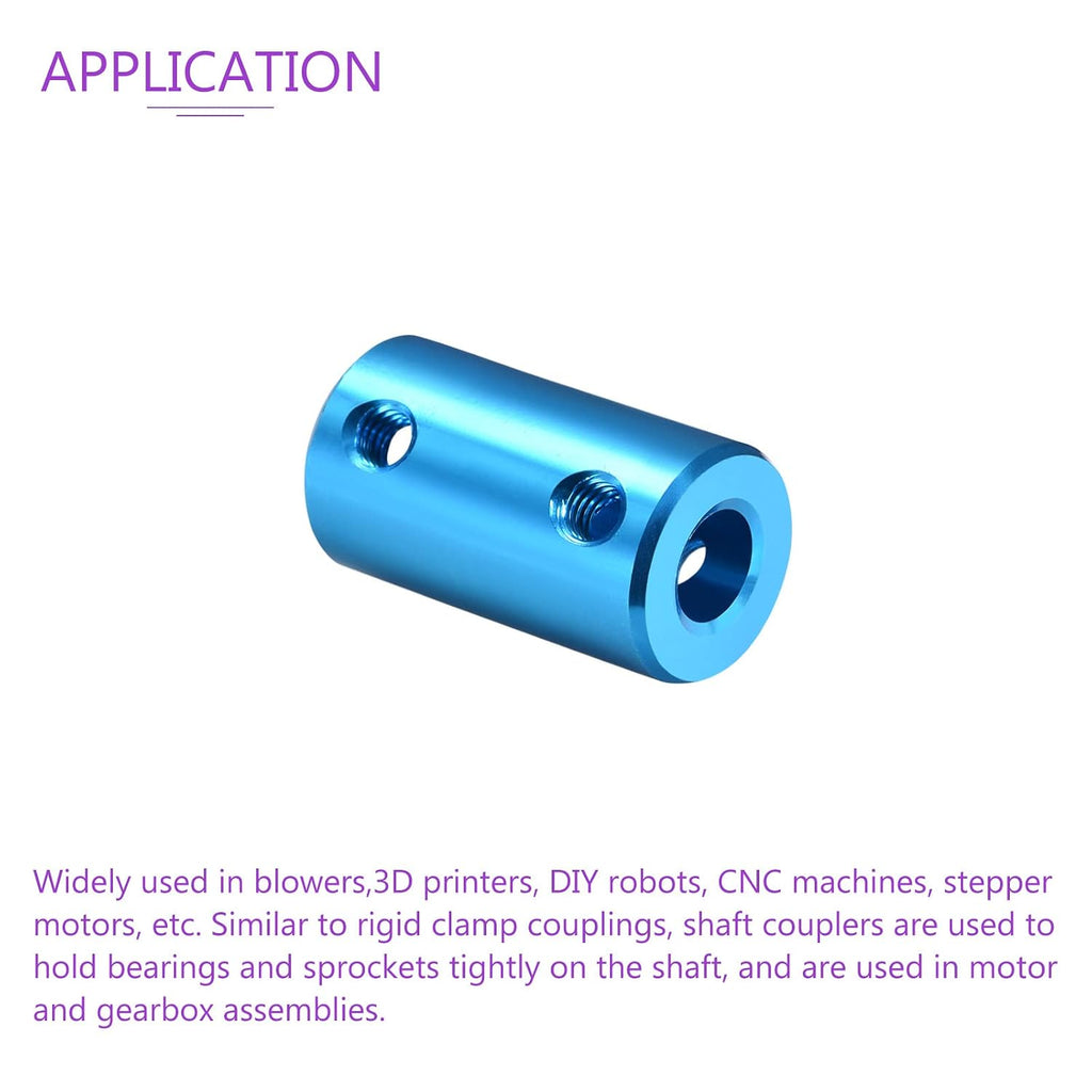 DMiotech 2Pcs 1/4"-1/4" Bore Rigid Shaft Coupling Aluminum Alloy Blue