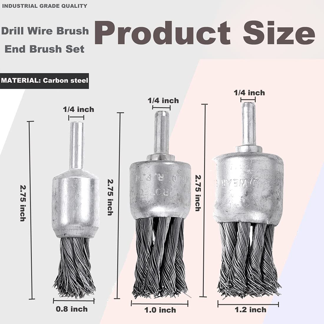 9 Pack Wire Wheels Brush for Drill, - Sizes 0.8" 1" 1.2", Wire End Brush