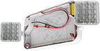 LFI Lights Standard COMBO UL 924 Listed, Exit Sign with Emergency Lights, Red LED, White, 120/277VAC Hardwired with Battery Backup, Optional Double Face and Knock Out Arrows, COMBO2RWBB