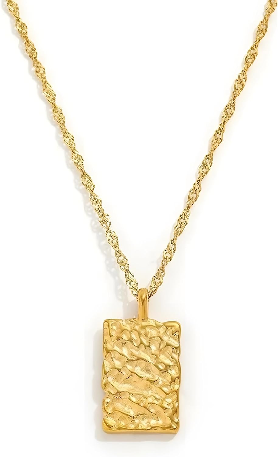 Big Disc Square Pendant Necklaces for Women,Geometric Pendant Chain Necklace Cute Dainty Tag Necklaces for Women