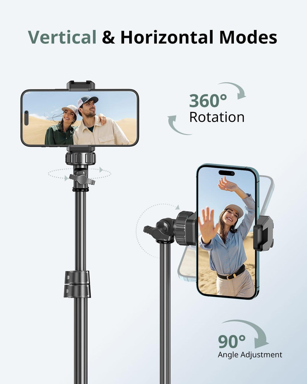 62" Phone Tripod for iPhone, Extendable Selfie Stick Tripod Stand with Wireless Remote and Phone Holder, Cell Phone
