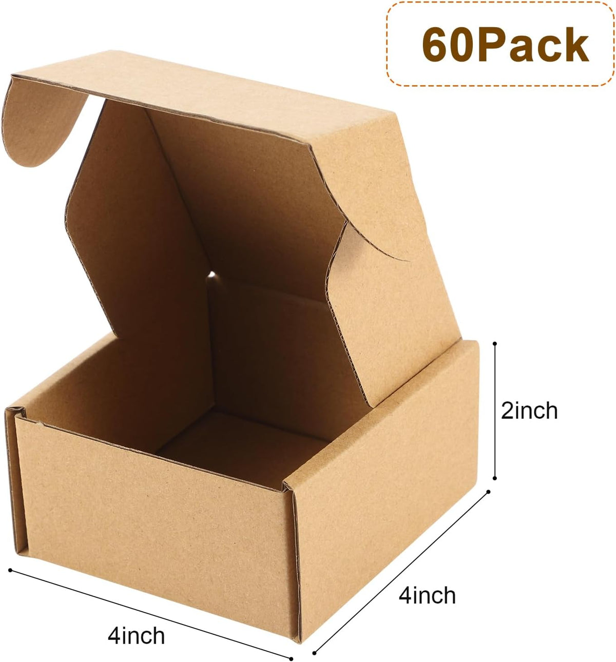 60 Pcs 4x4x2'' Shipping Boxes Corrugated