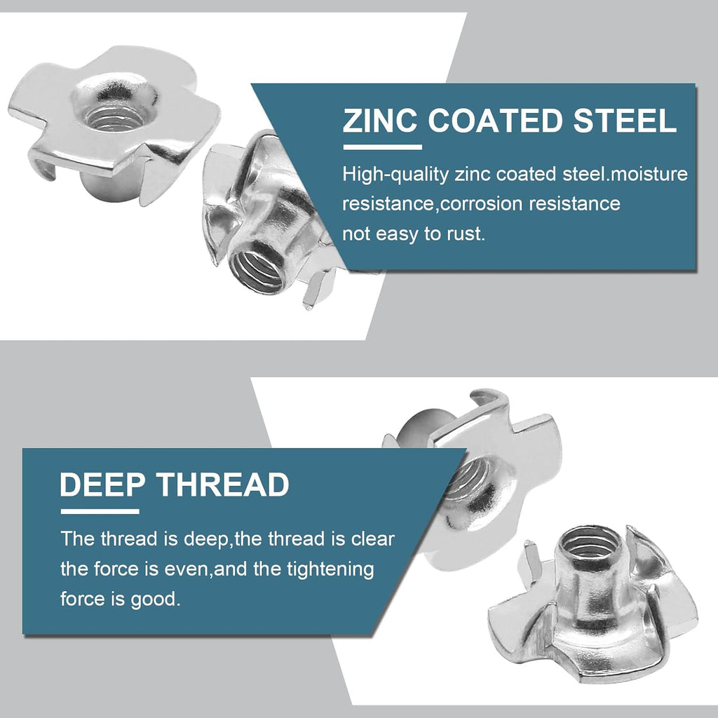 M4 x 7mm T-Nuts, Four Pronged Nut