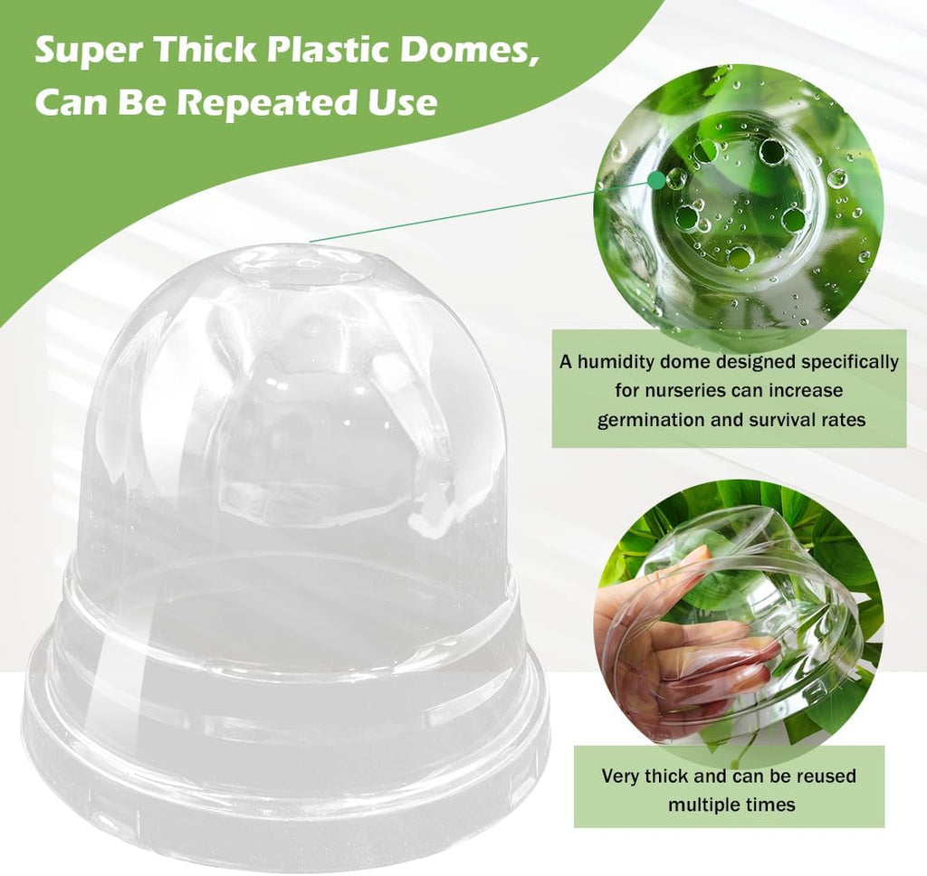 Humidity Domes for 4 Inch Pots, 100 Pack Transparent Plant Dome Covers with Ventilation, Clear Nursery Pot Domes for