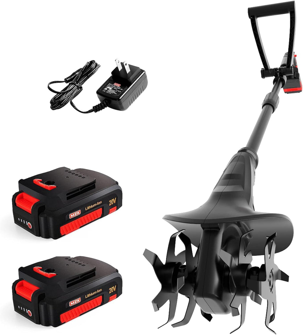20V Cordless Tiller Cultivator, 8-Inch Steel Tines,360 RPM | Battery-powered mini garden cultivator for soil
