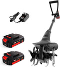 20V Cordless Tiller Cultivator, 8-Inch Steel Tines,360 RPM | Battery-powered mini garden cultivator for soil