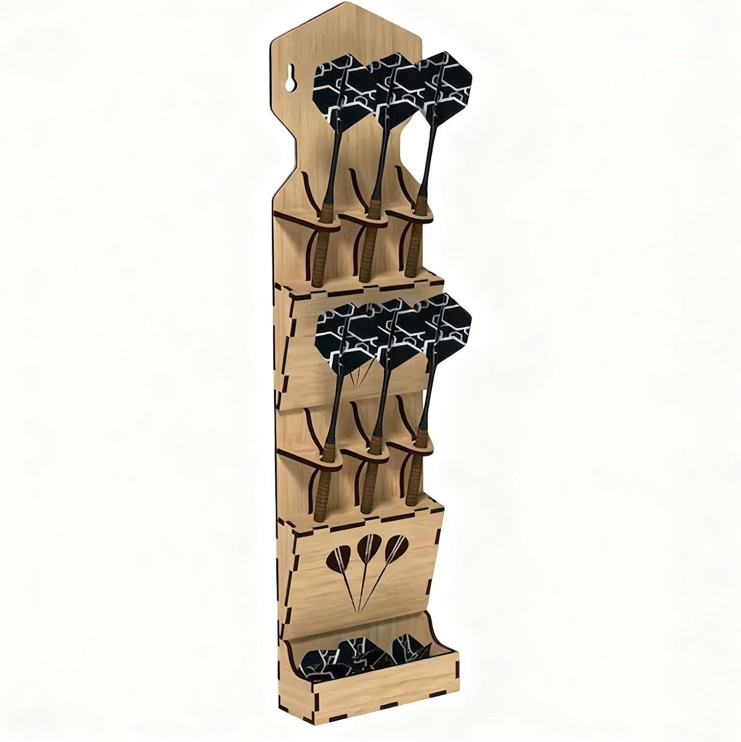 Dart Holder Wall Mount & Table Stand - Holds 6 Darts with Tip Protection | Dart Storage Organizer with Accessory Box