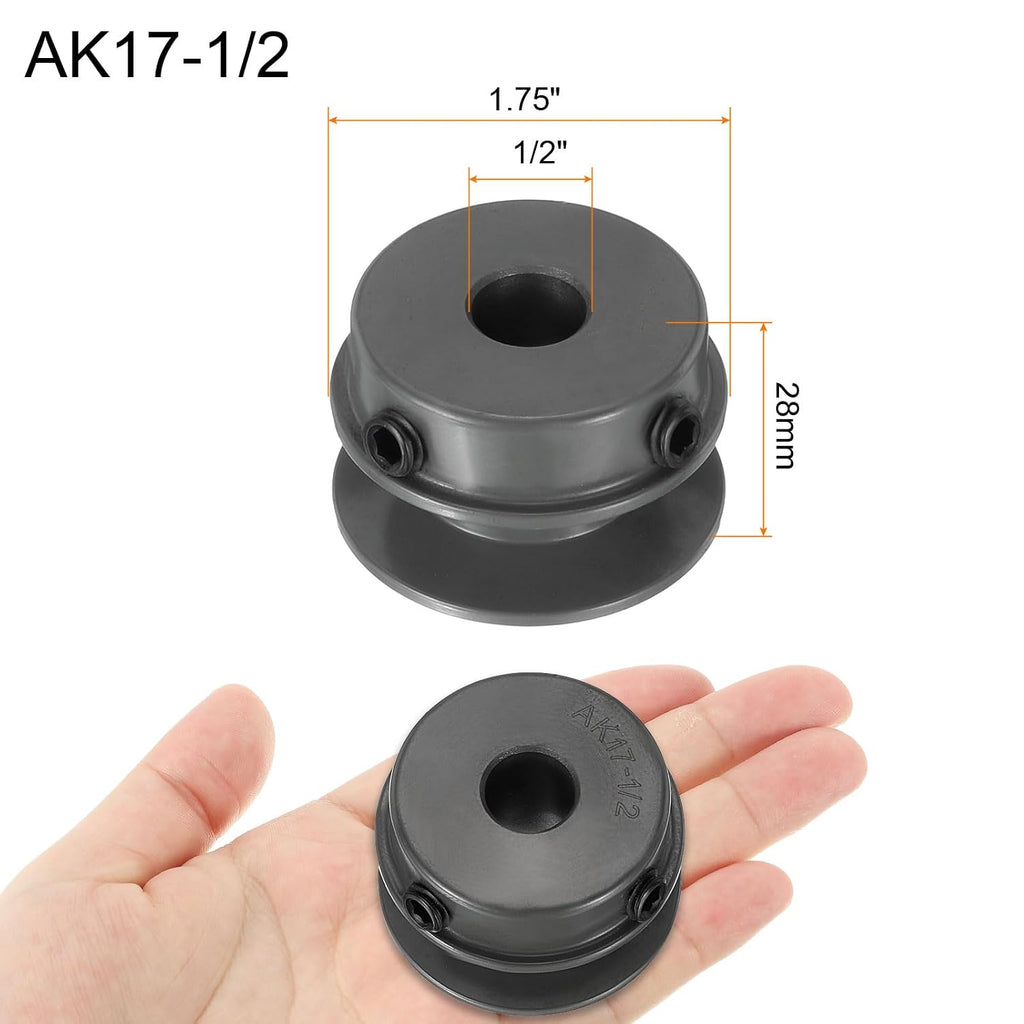 uxcell AK17-1/2 V-Belt Sheave 1/2" Bore, 1.75" OD, Single Groove Web Sheave
