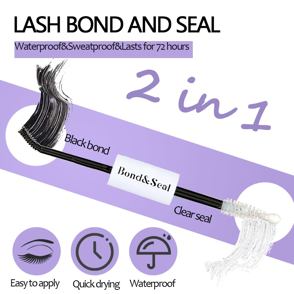 Lash Bond and Seal Kit DIY Lash Extension | Waterproof Lashe Cluster Glue 72h Hold and Seal Lash Remover Tweezers for