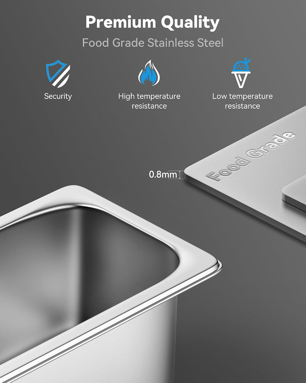 Hotel Pans with Lids, 8 Pack, 1/4 Size 6" Deep