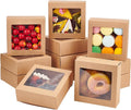 16Packs 5.5x5.5x2inch Clear PVC Square Window Gift Boxes, Brown Kraft Paper Present Boxes for Wedding Gift