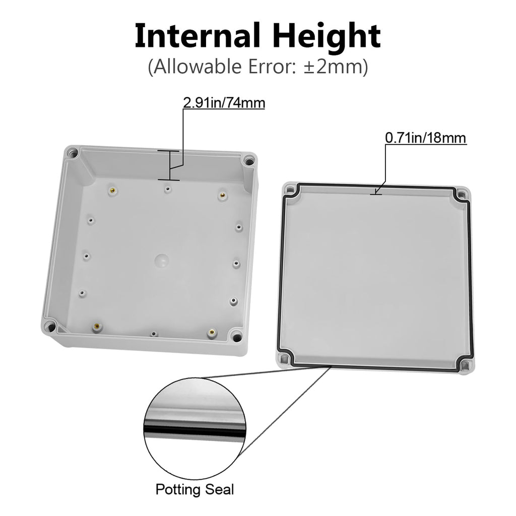 Junction Box IP67 Waterproof Dustproof ABS Plastic Project Box for Electrical Outdoor Enclosure Gray 7.9 x 7.9 x 3.7