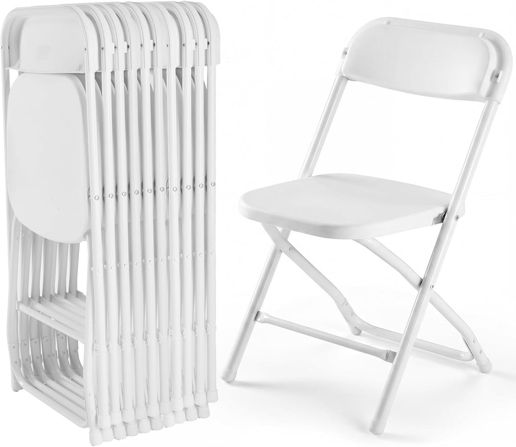 Folding Chairs Sets of 10, Patio Dining Foldable Sets, Outdoor | Plastic Stackable Portable 330lbs, Camping Garden